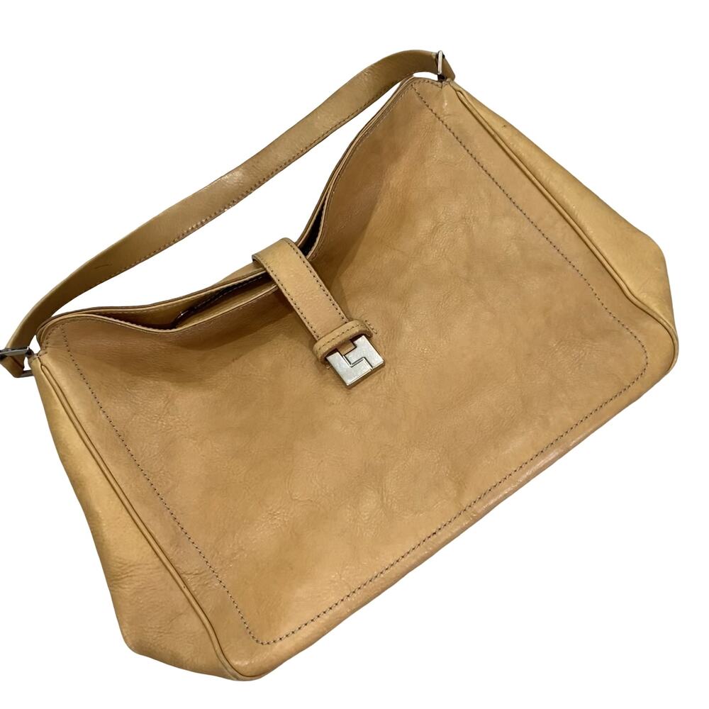 Lambertson Truex Made in Italy Leather [Shoulder Bag / Tote] Sand yellow color